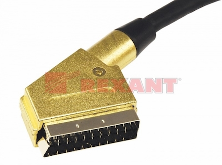 17-1113-1 Шнур SCART Plug - SCART Plug 21pin  1.5М  (gold-gold)  металл  REXANT