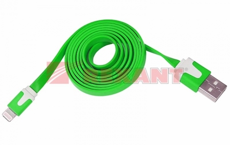 REXANT 18-1973 USB кабель для iPhone 5/5S slim шнур плоский 1М зеленый