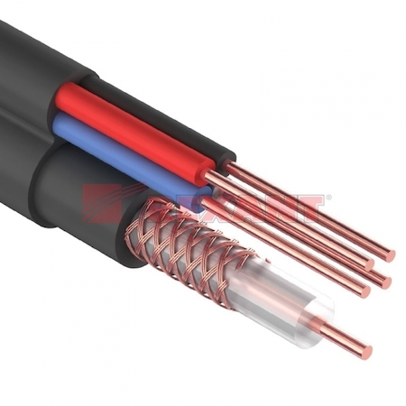 01-4024 Кабель для видеонаблюдения ККСВ-П + 4х0.5мм., 305м., черный  REXANT