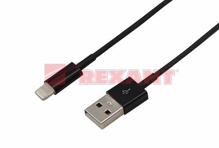 18-1122 USB кабель для iPhone 5/6/7 моделей шнур 1М черный REXANT