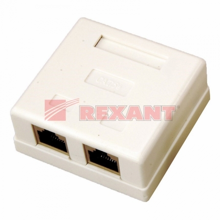 03-0152-01-4 Розетка комп. 2хRJ-45 8р-8с 5 кат. экран   REXANT  1шт. (zip lock + хэддер)