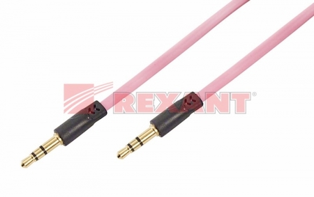18-4265 Аудио кабель AUX 3.5 мм шнур 1M розовый REXANT