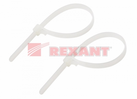 07-0209 Стяжкa нейлоновая многоразовая 200 x 7,5 мм, белая (упак. 100 шт)  REXANT