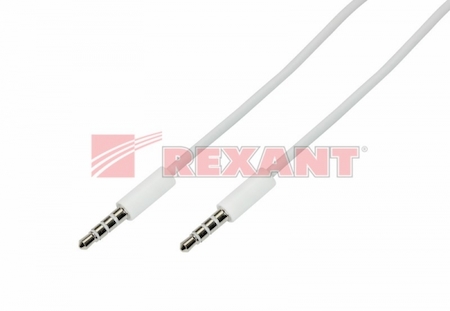 REXANT 18-1110 Аудио кабель 3,5 мм штекер-штекер 1М белый
