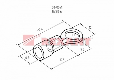 08-0041 НАКОНЕЧНИК КОЛЬЦЕВОЙ изолированный (НКИ  ø6.5мм)  2.5-4мм²  (RV3.5-6)  REXANT