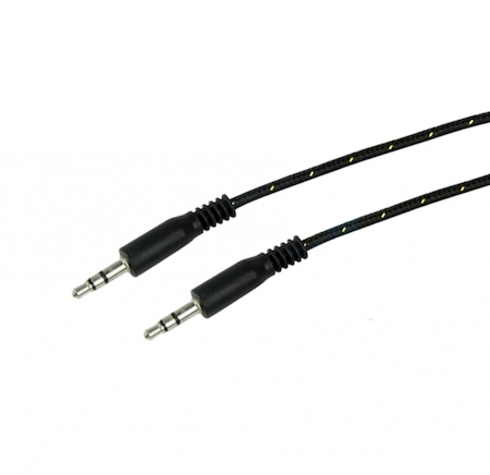 REXANT Аудио кабель AUX 3.5 мм в тканевой оплетке 1M черный, 18-4071-9