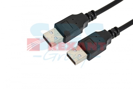 18-1144-1 Шнур  USB-A (male) - USB-A (male)  1.8M  черный  REXANT
