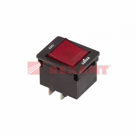 36-2620 Выключатель - автомат клавишный 250V 10А (4с) RESET-OFF красный  с подсветкой (IRS-2-R15)  REXANT