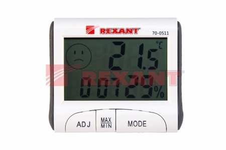 70-0511 Термогигрометр комнатный с часами и функцией будильника REXANT
