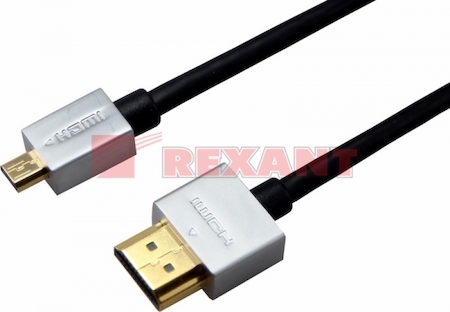 17-6723 Шнуp micro HDMI - HDMI без фильтров, длина 1,5 метра Ultra Slim (блистер) (GOLD)  REXANT
