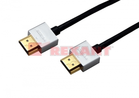 17-6705 Шнур HDMI - HDMI без фильтров, длина  3 метра, Ultra Slim (GOLD) (блистер)  REXANT