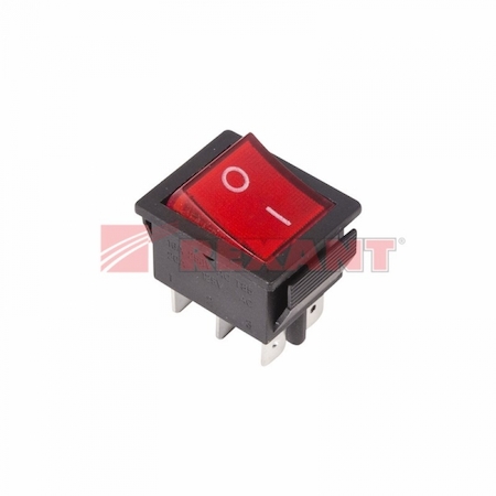 36-2350 Выключатель клавишный 250V 15А (6с) ON-ON красный  с подсветкой (RWB-506, SC-767)  REXANT