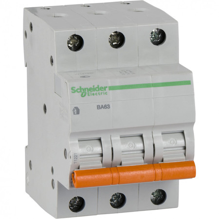 Schneider Electric 11221 АВТОМАТИЧЕСКИЙ ВЫКЛЮЧАТЕЛЬ ВА63 3П 6A C 4,5 кА, Болгария/Италия
