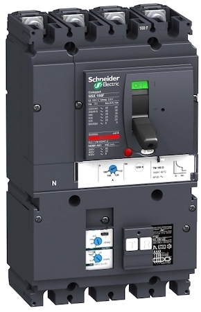 Schneider Electric LV430941 Автоматический выключатель VigiComPact NSX160F, 36 kA при 415 В пер.тока, расцепитель TM-D 125 A, с блоком Vigi MH, 4П3Т