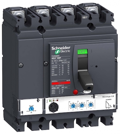 Schneider Electric LV430801 Автоматический выключатель ComPact NSX160H, 70 kA при 415 В пер.тока, расцепитель MicroLogic 2.2 100 A, 4П4Т