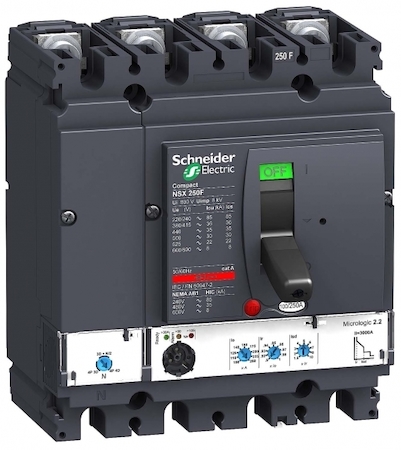 Schneider Electric LV431877 Автоматический выключатель ComPact NSX250N, 50 kA при 415 В пер.тока, расцепитель MicroLogic 2.2 100 A, 4П4Т