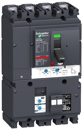 Schneider Electric LV431912 Автоматический выключатель VigiComPact NSX250B, 25 kA при 415 В пер.тока, расцепитель TM-D 160 A, с блоком Vigi MH, 4П3Т