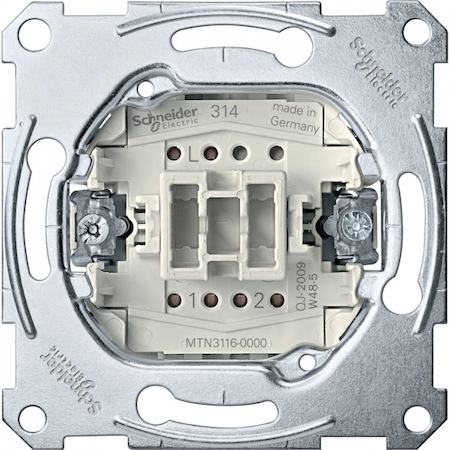 Schneider Electric MTN3116-0000 MERTEN МЕХАНИЗМ 1-клавишного переключателя безвинтовые зажимы 10 AХ, QF