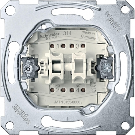 Schneider Electric MTN3155-0000 MERTEN МЕХАНИЗМ 1-полюсного 2-кнопочного выкл. с замыкающим контактом 10A, QF