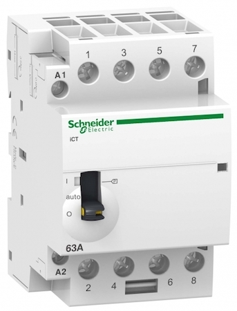 Schneider Electric A9C21864 МОДУЛЬНЫЙ КОНТАКТОР С РУЧНЫМ УПРАВЛЕНИЕМ iCT63A 4Н