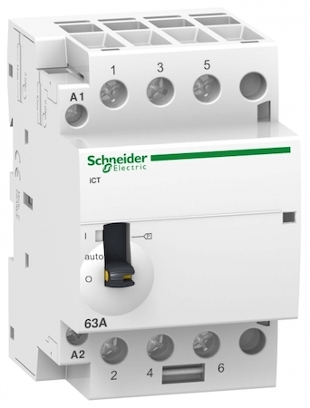 Schneider Electric A9C21843 МОДУЛЬНЫЙ КОНТАКТОР С РУЧНЫМ УПРАВЛЕНИЕМ iCT40A 3Н