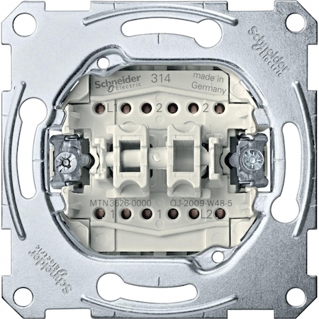 Schneider Electric MTN3626-0000 MERTEN МЕХАНИЗМ 1-полюсного 2-клавишного выкл.на два направления сх.6+6 16AХ, QF