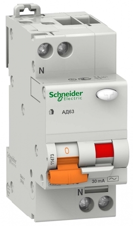 Schneider Electric 11474 ДИФ. АВТ. ВЫКЛ. АД63 1П+Н 25A 30MA 4,5кА C АС, Испания