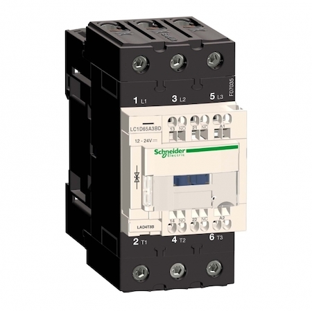 Schneider Electric LC1D65A3BD 3P КОНТАКТОР EVERLINK AC3 440В 65A ПРУЖИННЫЙ ЗАЖИМ, КАТУШКА УПР. 24В DC