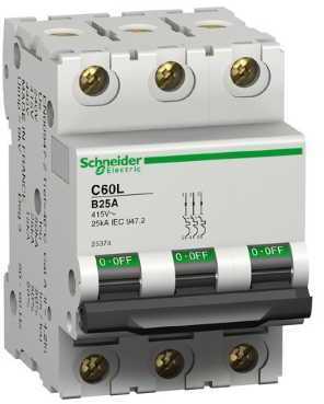 Schneider Electric 25374 Автоматический выключатель C60L 3п 25А B