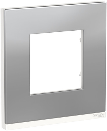 Schneider Electric NU600280 UNICA PURE рамка 1-постовая, горизонтальная, алюминий МАТОВЫЙ/белый