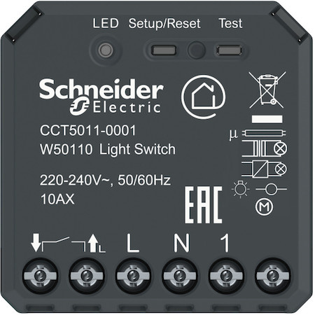 Schneider Electric CCT5011-0001 Микромодуль Wiser, релейный выключатель, 10А, deep CE60