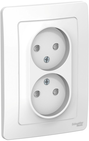 Schneider Electric BLNRS000121 BLANCA С/У РОЗЕТКА двойная без заземления со шторками, 16А, 250В, БЕЛЫЙ