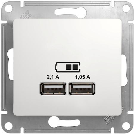 Schneider Electric GSL000133 GLOSSA USB РОЗЕТКА A+A, 5В/2,1 А, 2х5В/1,05 А, механизм, БЕЛЫЙ