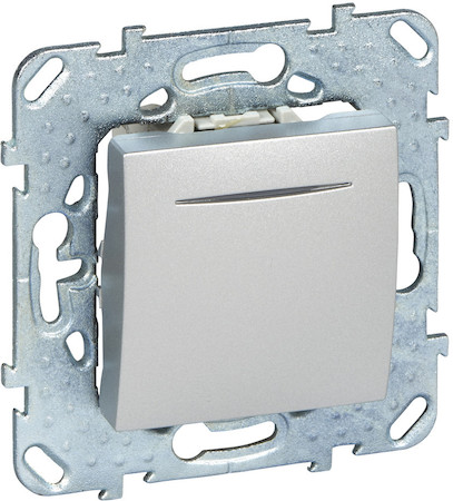 Schneider Electric MGU5.206.30NZD UNICA TOP ВЫКЛЮЧАТЕЛЬ 1-клавишный, кнопочный, с подсветкой, сх. 1а, АЛЮМИНИЙ