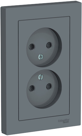 Schneider Electric ATN000722 ATLASDESIGN РОЗЕТКА двойная без заземления со шторками,16А, в сборе, ГРИФЕЛЬ