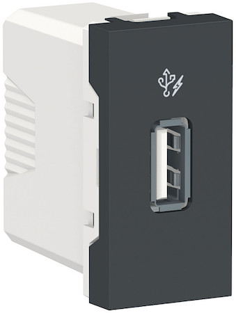 Schneider Electric NU342854 UNICA MODULAR розетка USB, 5 В / 1000 мА, 1 модуль антрацит