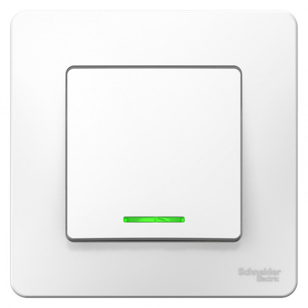 Schneider Electric BLNVS006111 BLANCA С/У 1-клавишный ВЫКЛЮЧАТЕЛЬ (cх.1) с подсветкой, 6А, 250B, БЕЛЫЙ