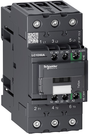 Schneider Electric LC1D50AEHE КОНТАКТОР D 3P,50A,НО+НЗ,С УНИВЕРСАЛЬНОЙ КАТУШКОЙ УПРАВЛЕНИЯ 48-130BAC/DC