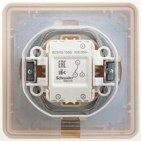 Schneider Electric VS610-156B-28 W59 AQUA 1-клавишный ПЕРЕКЛЮЧАТЕЛЬ, 10АХ, IP44, в сборе, СЛОНОВАЯ КОСТЬ