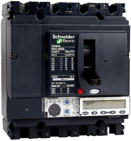 Schneider Electric LV431155 Автоматический выключатель ComPact NSX250B, 25 kA при 415 В пер.тока, расцепитель MicroLogic 5.2 A 250 A, 4П4Т