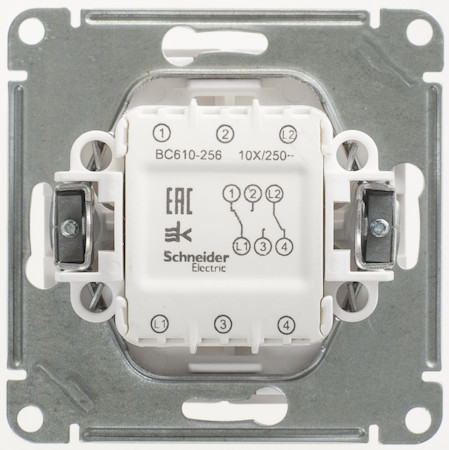 Schneider Electric VS610-256-1-86 W59 2-клавишный ПЕРЕКЛЮЧАТЕЛЬ, 10АХ, механизм, БЕЛЫЙ