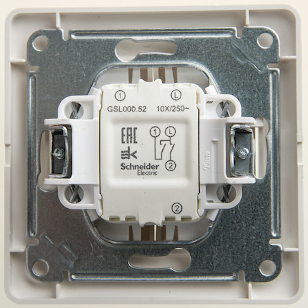 Schneider Electric GSL000652 GLOSSA 2-клавишный ВЫКЛЮЧАТЕЛЬ, сх.5, 10АХ, в сборе, ПЕРЛАМУТР