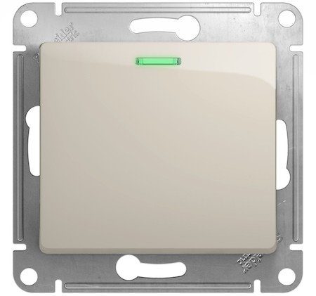 Schneider Electric GSL000963 GLOSSA 1-клавишный ПЕРЕКЛЮЧАТЕЛЬ с подсветкой,сх.6а,10AX, механизм, МОЛОЧНЫЙ