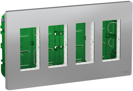 Schneider Electric NU174430 UNICA SYSTEM+ БЛОК скрытой установки 4х2 алюминий