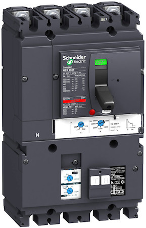 Schneider Electric LV431911 Автоматический выключатель VigiComPact NSX250B, 25 kA при 415 В пер.тока, расцепитель TM-D 200 A, с блоком Vigi MH, 4П3Т