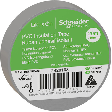 Schneider Electric 2420108 ИЗОЛЕНТА ПВХ 19мм Х 20м толщина-0,13мм СЕРАЯ