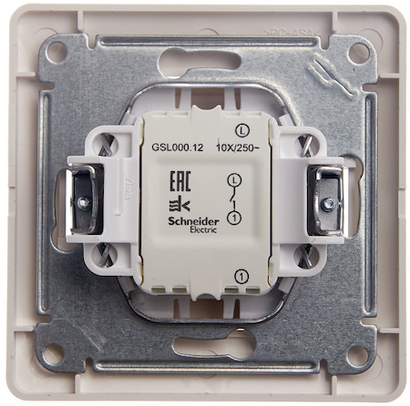 Schneider Electric GSL000912 GLOSSA 1-клавишный ВЫКЛЮЧАТЕЛЬ,сх.1,10AX, в сборе, МОЛОЧНЫЙ