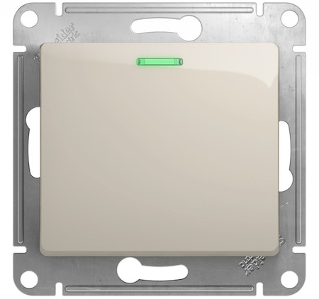 Schneider Electric GSL000913 GLOSSA 1-клавишный ВЫКЛЮЧАТЕЛЬ с подсветкой,сх.1а,10AX, механизм, МОЛОЧНЫЙ