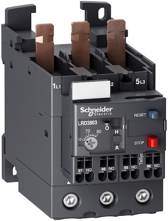 Schneider Electric LRD3803 ТЕПЛОВОЕ РЕЛЕ ПЕРЕГРУЗКИ 62-80А КЛАСС10 С БЛОКОМ EVERLINK + ПРУЖИНЫЙ ЗАЖИМ