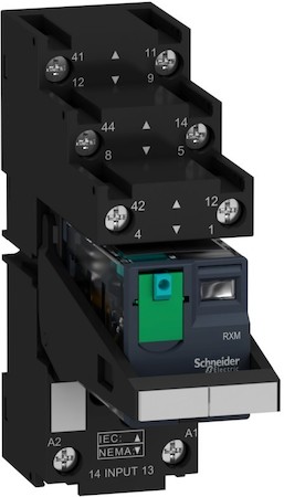 Schneider Electric RXM2AB2BDPVS КОМПЛ.:РЕЛЕ,КОЛ.,2С/О,=24В,12А,МАРК,СК.